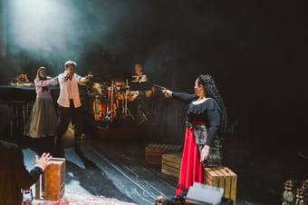Julia Edtmeier (Micaëla), Anton Zetterholm (Don José), Jörg Mikula (Drums / Percussion), Katia Ledoux (Carmen)